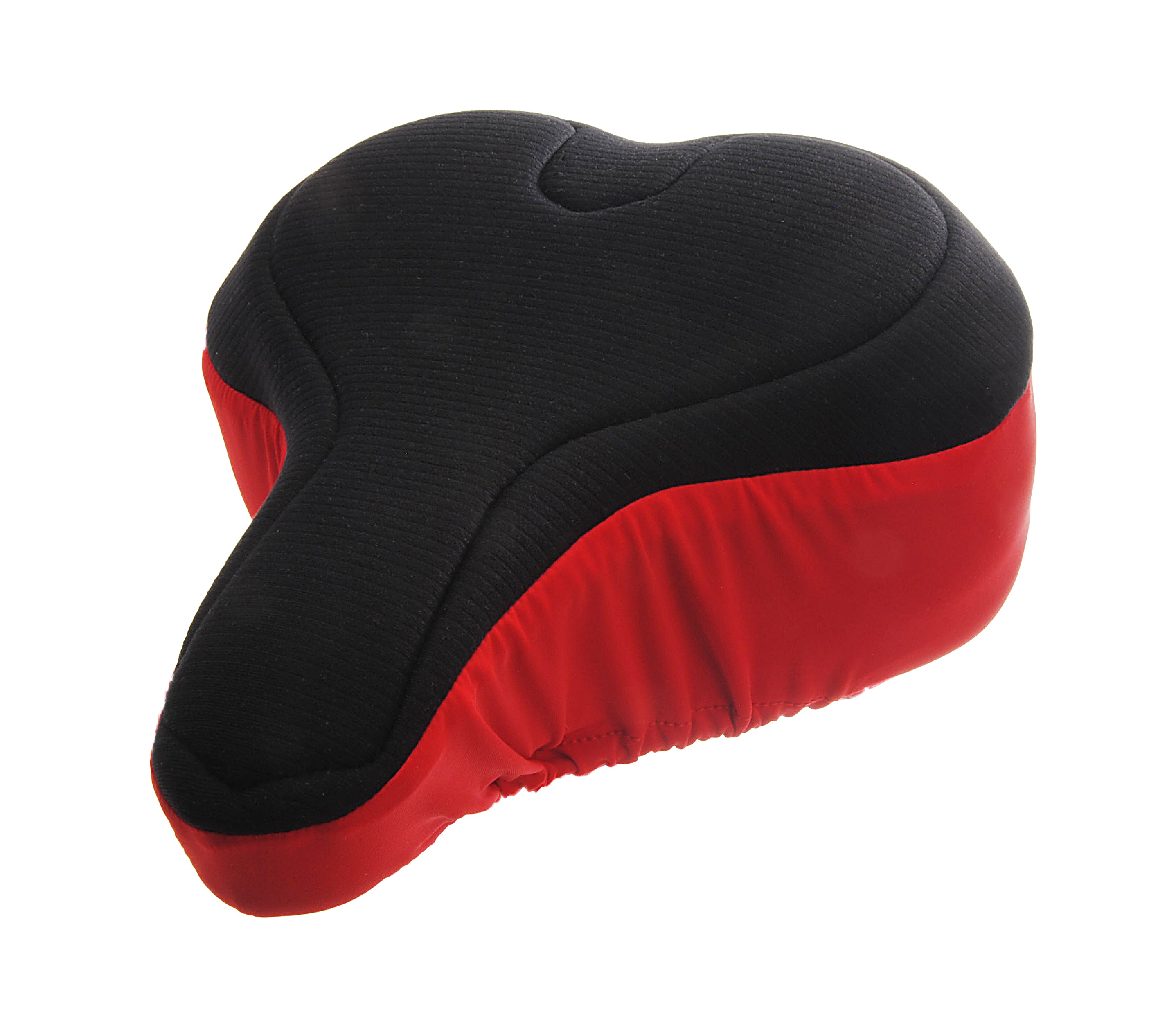 T1_Red_Black_wide_padded_bike_seat_cover_side_by_pedalshed