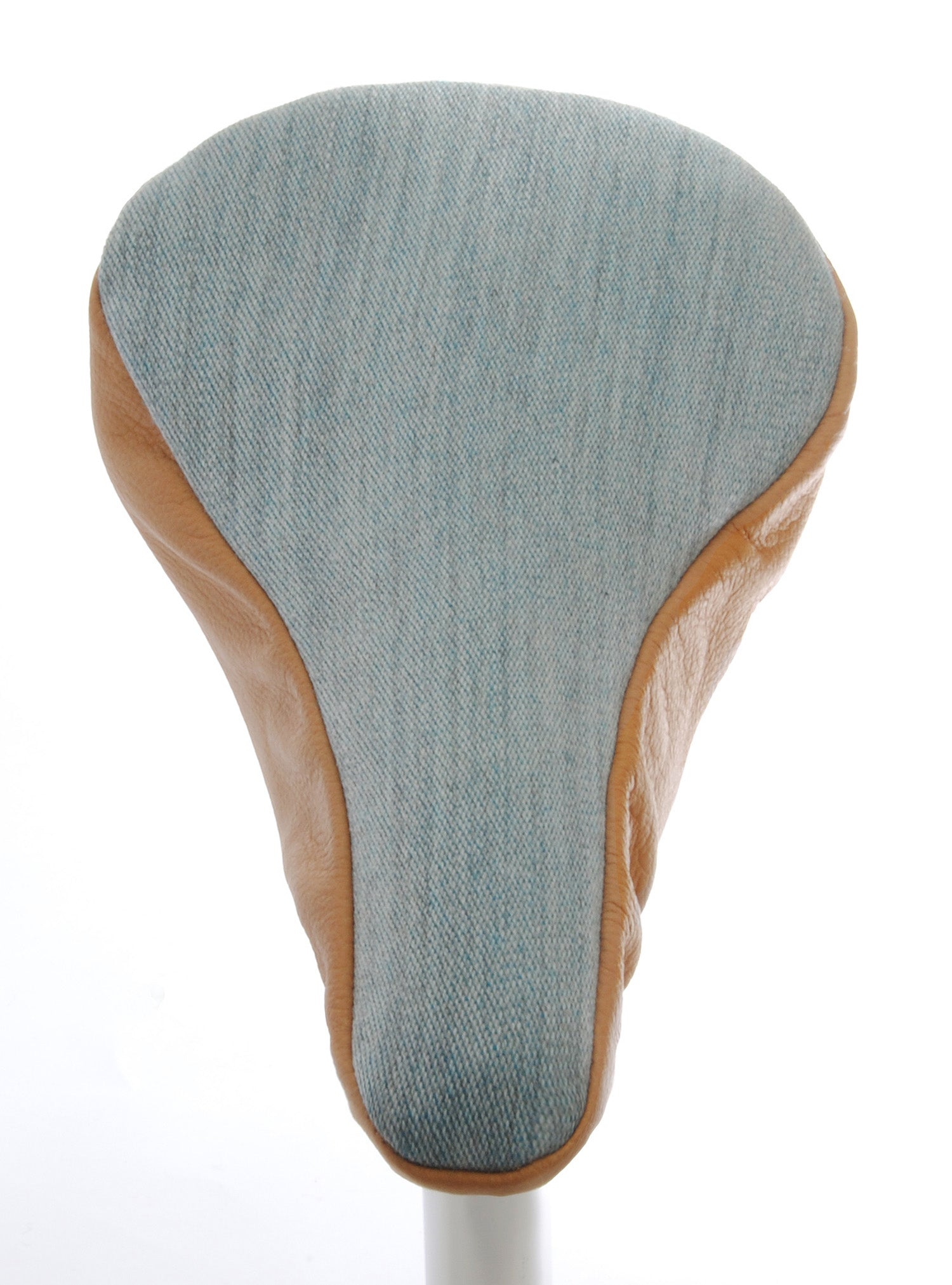 Smooth Blue Saddle Cover - Pale Blue with Beige Leather