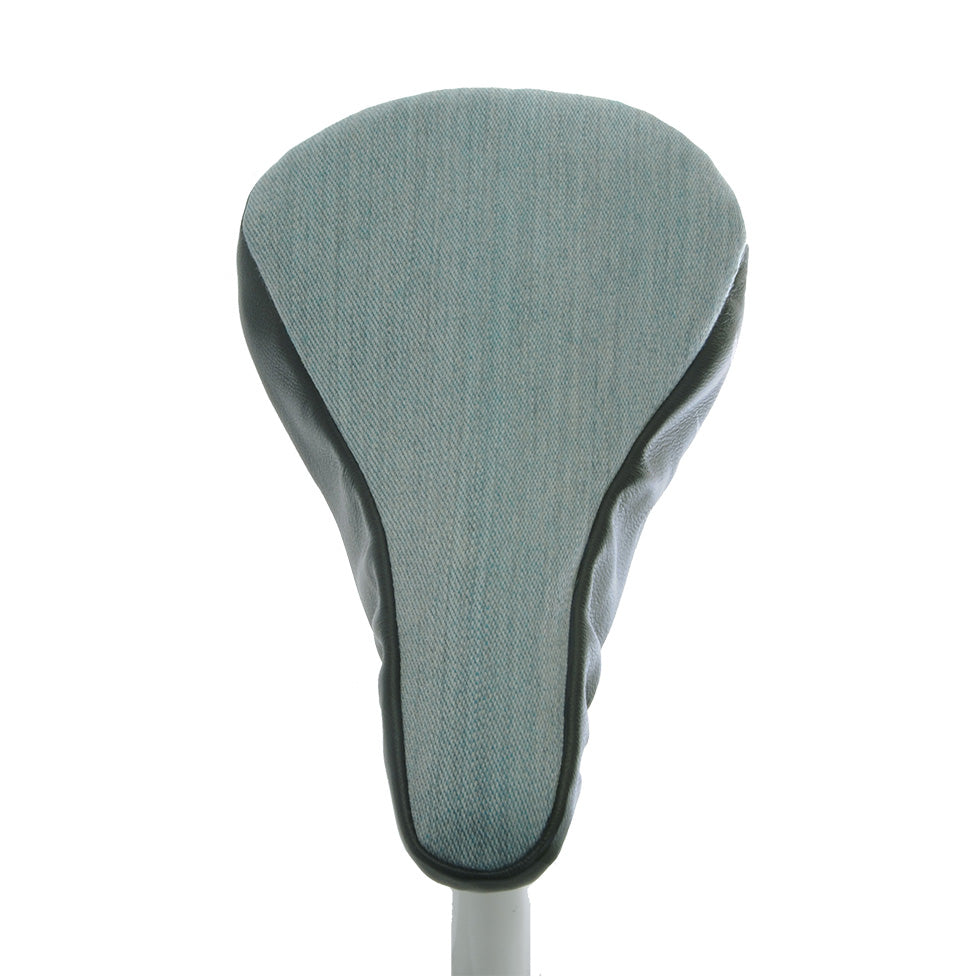 Smooth Jet Saddle Cover - Pale Blue with Black Leather