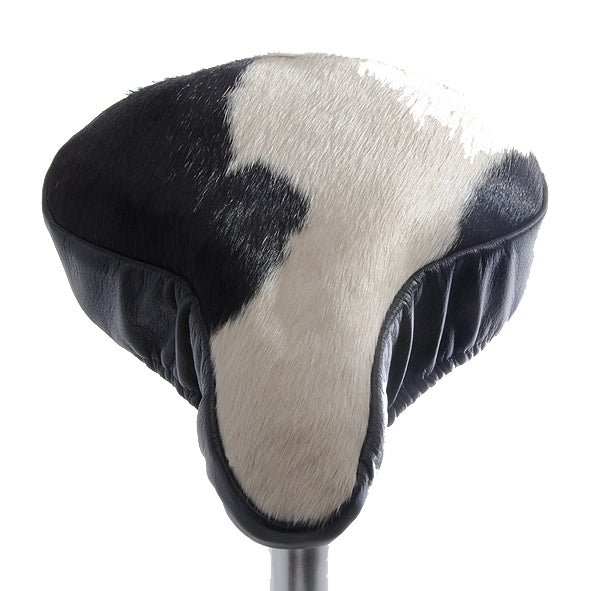 Daisy Saddle Cover - Black & White Cow Hide